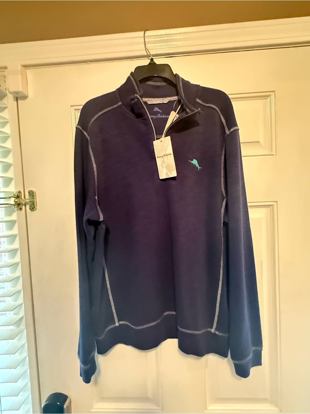 Tommy Bahama Tabago Navy Pullover with Teal Accent